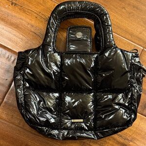 Vince Camuto Shiny Black Quilted Tote